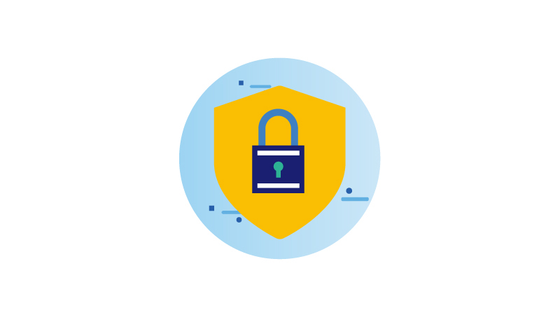An icon of a lock that represents privacy and safety in online shopping with Visa.